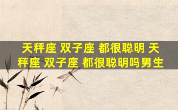 天秤座 双子座 都很聪明 天秤座 双子座 都很聪明吗男生